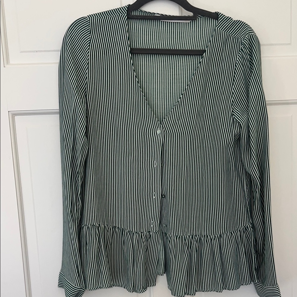 Green Striped Women's Top